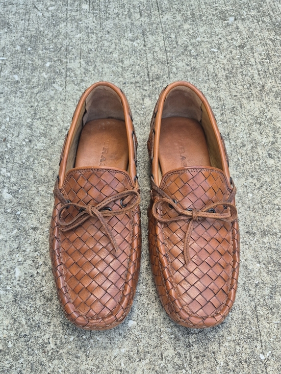 Trask (Italy) Men\'s Woven Genuine Leather Luxury Driving Loafers *VIBRAM SOLE*